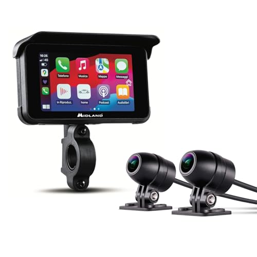 Midland Bikeplay Guardian, Moto Multimediale – Con Touch Screen, 2 Telecamere E 2 Sensori Di Pressione Pneumatici, C1636