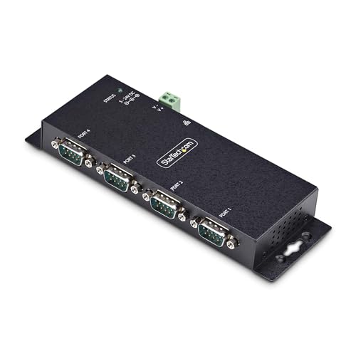 Startech.Com Adattatore Da Seriale A Ethernet A 4 Porte Rs232 Remoti, A Muro/Din, Convertitore Seriale Rj45 Lan A Db9, Taa