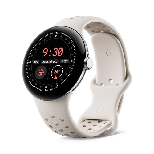 Google Pixel Watch 3 (45 Mm) - Cassa Color Argento Lucido - Cinturino Grigio Creta - Lte