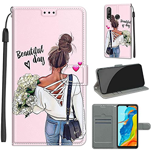Custodia Per Huawei P30 Lite, Cover Per Huawei P30 Lite New Edition, Portafoglio Protettiva Flip Custodia In Pelle Pu Premium Per Huawei P30 Lite/Nova