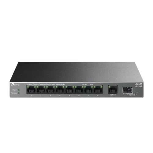 Tp-Link Switch Ethernet Desktop Gigabit A 10 Porte Con Poe+ A 8 Porte, Supporto Auto-Negoziazione, Budget Poe Da 61 W, Plug & Play, Modalità Di Isolam