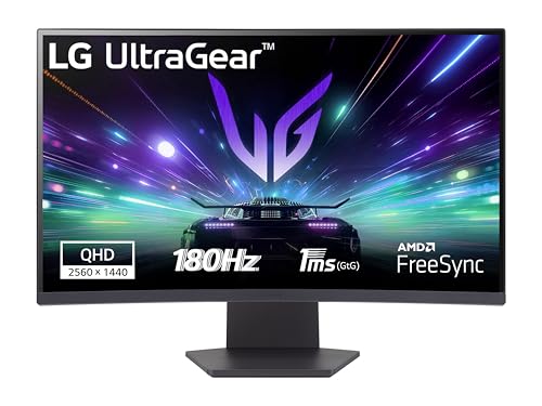 Lg 27Gs60Qc Ultragear Gaming Monitor 27" Qhd Curvo Hdr 10, 2560X1440, 1Ms, Amd Freesync Premium 180Hz, Hdmi 2.0 (Hdcp 2.2), Display Port 1.4, Aux, Fli