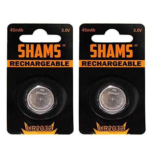 Shams - Batterie A Bottone Ricaricabili Lir2032 3,6 V Agli Ioni Di Litio, Per Sostituzione Di Batterie Cr2032 Non Ricaricabili, Set Da 2 Pezzi