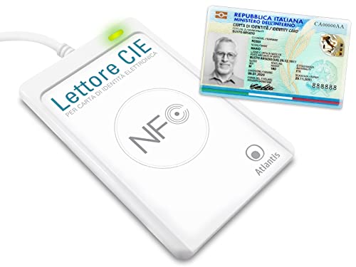 Atlantis Lettore Cie 3.0 Carta D'Identità Elettronica Italiana, Adatto Per Inps, Ag. Delle Entrate, Inail, Fascicolo Sanitario, Anpr, Lettore Smartcar