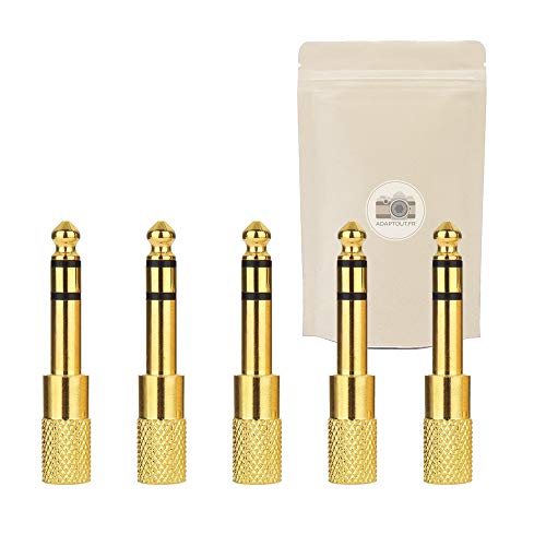 Adaptout 5X Adattatore Da Spina Jack Grosso 6,35Mm Maschio A Presa Minijack Mini Jack 3,5Mm Femmina - Connettore Stereo In Metallo Placcato Oro Per Au