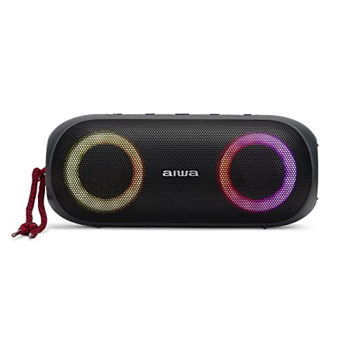 Aiwa Bst-650: Altoparlante Bluetooth Tws Compatto, Durevole E Potente Con Tecnologia Hyperbass, (20W Rms, Illuminazione Led Rgb Con 9 Modalità, Lettor