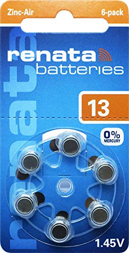 120 X Renata Gr. 13 Batterie Per Apparecchi Acustici 20 X 6 Blister Pr48 Arancione 1,45 V Za13.Dp6