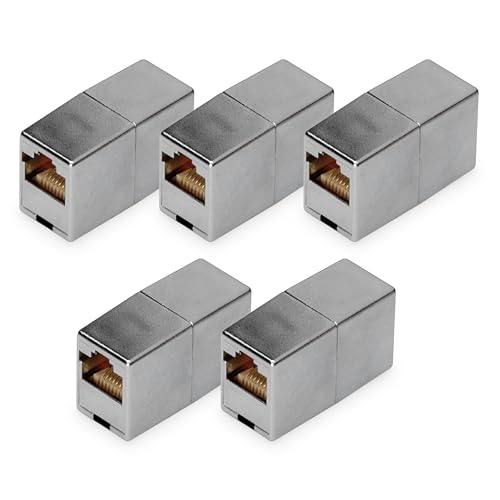 Digitus Dn-93901 - Accoppiatore Rj45 Cat 5E - 5 Pezzi - Prolunga Cavo Lan - Connettore Cavo Di Rete Cat5E - Compatibile Poe - Accoppiatore Modulare -