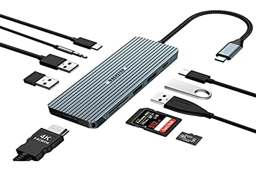 Usb C Docking Station, 10 En 1 Usb C Hub Compatible With Macbook Pro/Air, Surface Pro/Go And Type C Devices (4K Hdmi, 2 Usb 3.0, 2 Usb 2.0, Usb C, Pd