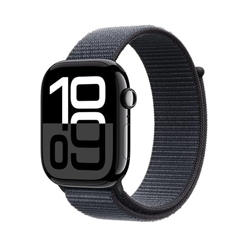 Apple Watch Series 10 Gps 46 Mm Smartwatch Con Cassa In Alluminio Jet Black E Sport Loop Inchiostro - One Size. Fitness Tracker, App Ecg, Display Reti
