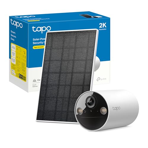 Tapo C410 Kit Telecamera Wifi Esterno Ad Energia Solare, 2K 3Mp, Batteria 6400Mah Fino A 180 Giorni Dopo Una Singola Carica, Visione Notturna A Colori