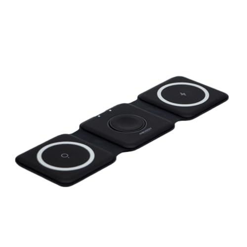 Dudùu - Tappetino Di Ricarica Wireless 3 In 1 Magsafe Pieghevole, 15W. Compatibile Con Protocollo Qi. (Nero)