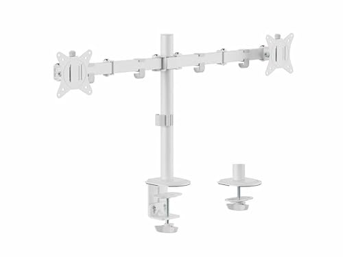Equip 650167 - Supporto Da Tavolo Snodato Per Doppio Monitor, 17"-32", Colore: Bianco