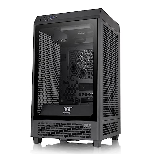 Thermaltake Tower 200 Mini-Itx Case Per Computer, 2 Ventole Ct140 Preinstallate Da 140 Mm, Supporta Gpu Lunghezza Fino A 380 Mm, Ca-1X9-00S1Wn-00, Ner
