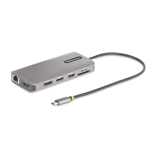 Startech.Com Adattatore Usb-C A Tre Monitor, 2X 4K 60Hz + 4K 30 Hz Hdmi E Dp, 4X Usb-A, 100W Pd, Gbe, Lettore Di Schede Sd