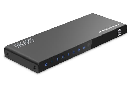 Digitus Hdmi Switch - Hdmi 2.0 4K60Hz - 5 Ingressi 1 Uscita - Hdr, Hdcp, Cec, Deep Colour - Per Tv, Monitor, Proiettori, Ps5, Ps4, Xbox - Con Telecoma