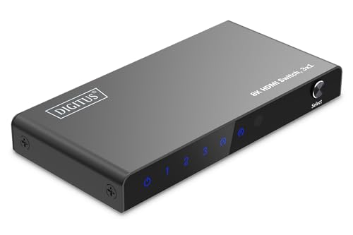 Digitus Hdmi Switch - Hdmi 2.1 8K60Hz - 3 Ingressi 1 Uscita - Hdr, Hdcp, Cec, Deep Colour - Per Tv, Monitor, Proiettori, Ps5, Ps4, Xbox - Con Telecoma