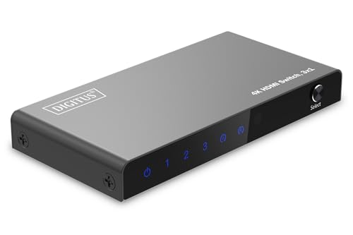 Digitus Hdmi Switch - Hdmi 2.0 4K60Hz - 3 Ingressi 1 Uscita - Hdr, Hdcp, Cec, Deep Colour - Per Tv, Monitor, Proiettori, Ps5, Ps4, Xbox - Con Telecoma