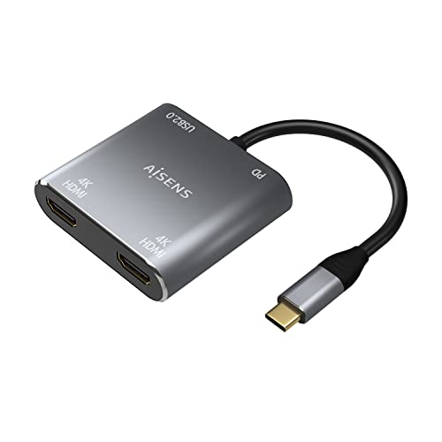 Aisens Adaptador Usb Tipo A109-0625 2X Hdmi Hembra Vga Hembra Usb Tipo-C Macho Usb Hembra Usb Tipo-C Hembra