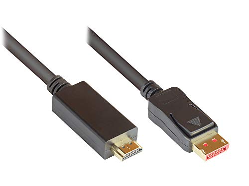 Good Connections Premium - Cavo Adattatore Displayport 1.4 A Hdmi 2.0, 4K / Uhd @60Hz, Schermatura Tripla, Contatti Dorati, 1 M, Colore: Nero