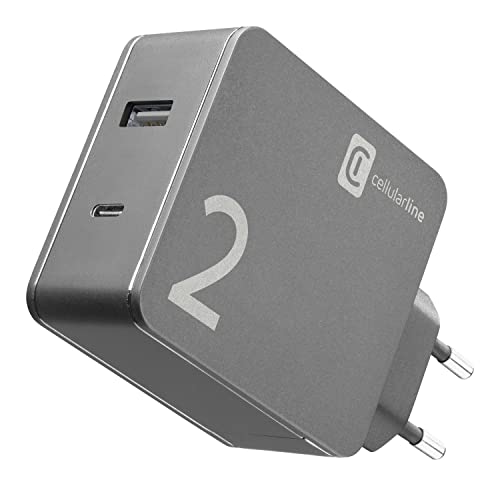 Cellularline | Caricabatterie Da Rete | Caricabatterie Per Computer Portatili Dotati Di Porta Usb-C E Smartphone, 42W