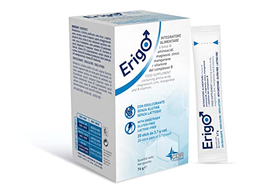 Erigo 20 Stick Integratore Alimentare Per Uomo Con Arginina, Citrullina, Zinco, Norvalina, Magnesio E Vitamine Del Complesso B