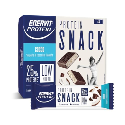 Enervit Protein Snack Cocco Barretta Proteica Low Sugar 27G Astuccio 8-25% Proteine Ricco Fibre Senza Glutine
