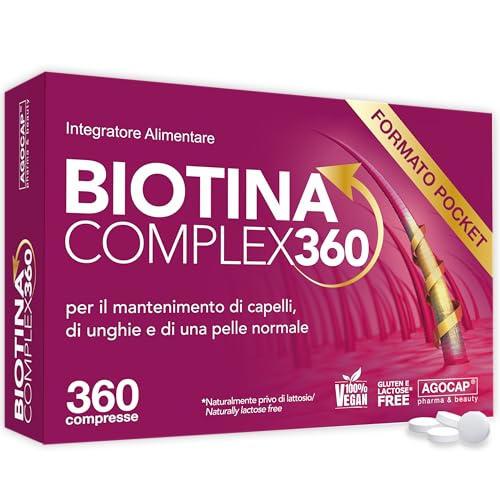 Biotina - Complex 360 Mini Compresse (1 Anno). Integratori Per Capelli Con Biotina, Selenio E Zinco. Biotina Capelli, Unghie E Pelle. Crescita Capelli