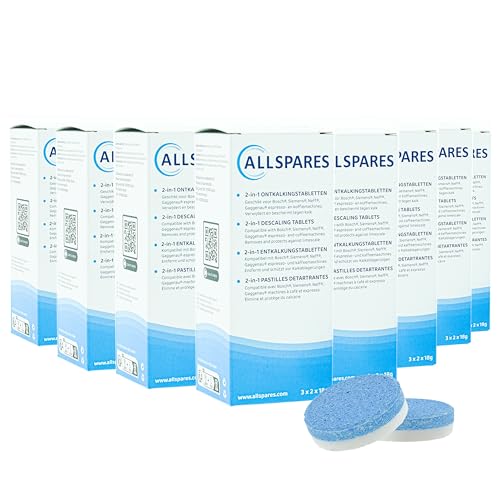 Allspares Compresse Anticalcare 2 In 1 (48 X 18 G) Adatte Per Macchine Da Caffè Bosch 311821/311975 / Tcz8002 / Siemens Neff Gaggenau 00311975 / Tz800