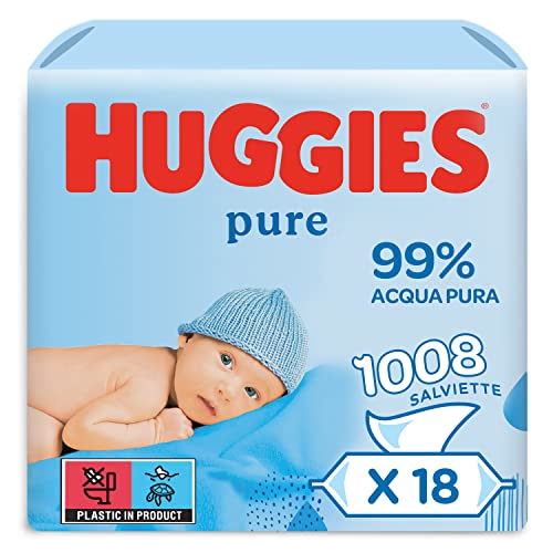 Huggies Pure Baby, Salviette Neonato, 99% Acqua Pura, Dermatologicamente Testate E Delicate,1008 Pz (18 X 56)
