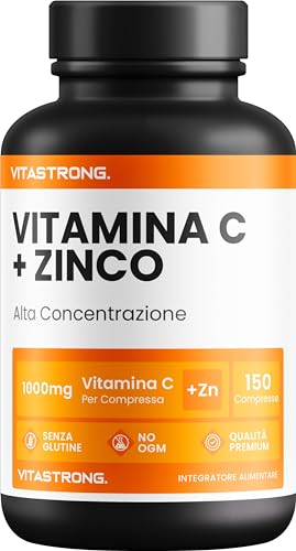 Vitamina C 1000Mg E Zinco - Contribuiscono Alla Normale Funzione Del Sistema Immunitario - 1 Compressa Al Giorno - Alto Dosaggio - Vitamina C Pura - 1