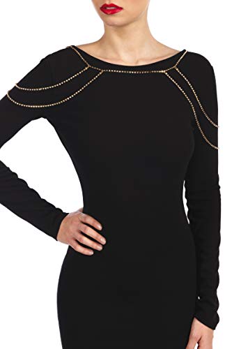 Bijoux Pour Tous - Catena Dorata Con Strass 2 In 1, Taglia/Spalla