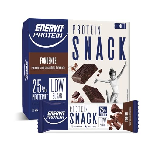 Enervit Protein Snack Fondente Barretta Proteica Low Sugar 27G Astuccio 8-25% Proteine, Ricco Fibre, Senza Glutine