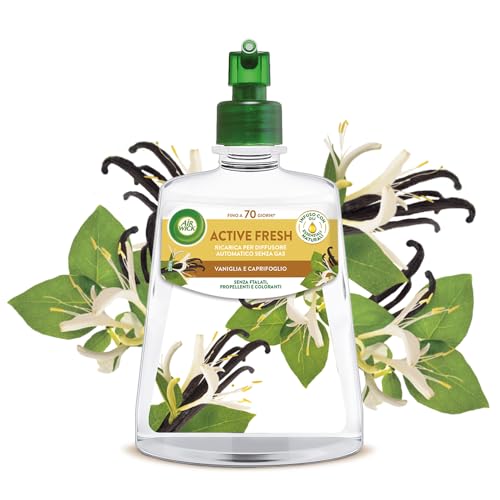 Airwick Active Fresh Deodorante Per Ambienti, Ricarica Per Diffusore Spray Automatico Senza Gas Alla Fragranza Vaniglia E Caprifoglio, 228 Ml (Confezi