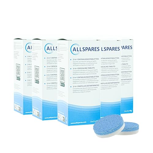 Allspares 2 In 1 Compresse Anticalcare (30 X 18 G) Adatte Per Macchine Da Caffè Bosch 311821/311975 / Tcz8002 / Siemens Neff Gaggenau 00311975 / Tz800
