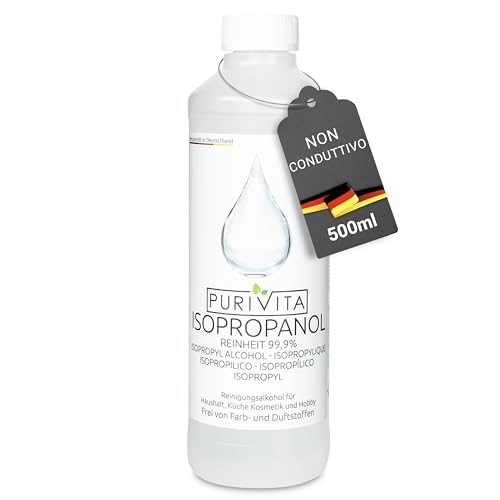 Purivita Isopropanol - Alcool Isopropilico - 99,9% Di Potere Pulente - Detergente Per Casa, L'Industria, L'Elettronica - Sgrassante + Solvente - Senza
