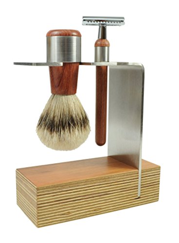 Golddachs - Set Da Barba Con Pennello Da Barba (100% Punta D'Argento) E Rasoio Classico, Multiplex/Acciaio Inox, Confezione Da 1 (1 X 2 Pezzi)