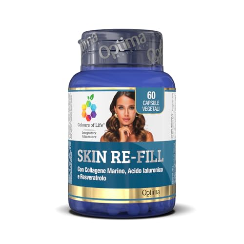 Skin Re-Fill - Integratore Alimentare A Base Di Collagene Marino, Acido Ialuronico E Resveratrolo, Contrasta I Segni Dell'Invecchiamento, Antiossidant