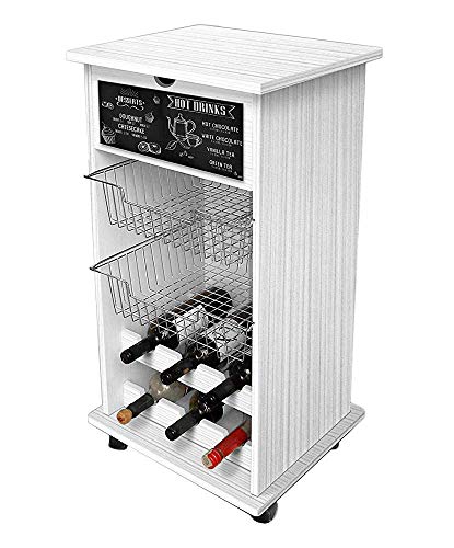 Lupia Carrello Portafrutta Lavagna Con Ripiani Portabottiglie Cm.40X45X85H, 40X45X85