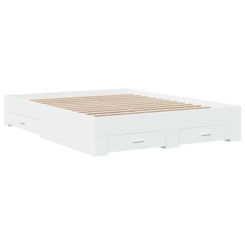 Vidaxl Giroletto Con Cassetti Bianco 140X200 Cm In Legno Multistrato