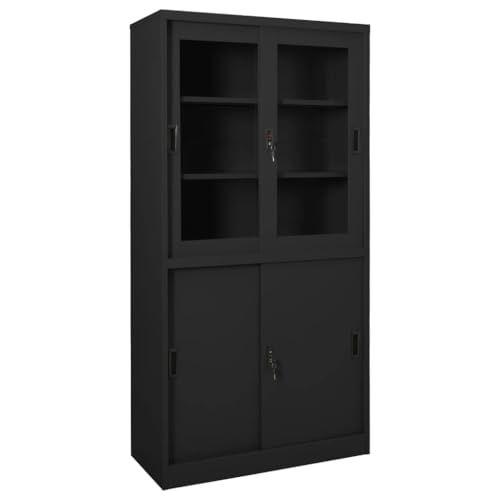 Vidaxl Armadio Ufficio Anta Scorrevole Antracite 90X40X180 Cm Acciaio