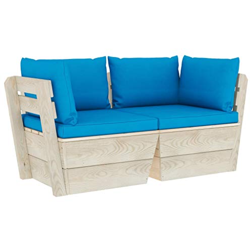 Vidaxl Divano Da Giardino A 2 Posti Su Pallet Con Cuscini Legno Abete