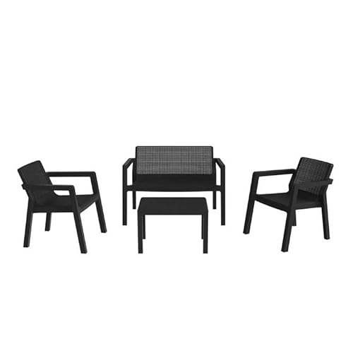 Plastmeccanica S.P.A. Set 4 Pezzi Salotto Salottino Da Giardino Antracite Riviera Toomax