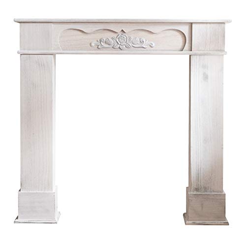 Rebecca Mobili Camino Decorazione, Caminetto Bianco, Legno, Stile Retro, Per Soggiorno, Idee Casa - Msure 99 X 104 X 21 Cm (Hxlxp) - Art. Re4865