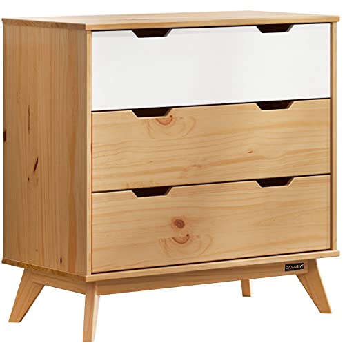 Casaria Credenza Multiuso 3 Cassetti Legno Di Pino Fsc® Max. 45Kg Antiribaltamento Soggiorno Camera