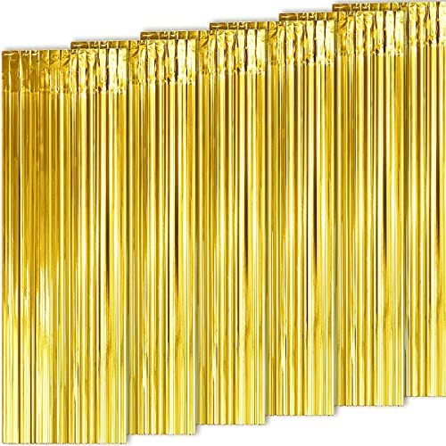 Jonami 6 Tende Metalliche Oro, Orpelli E Festoni Lamina Frangia Per Sfondo Fotografico E Decorazioni Festa Compleanno