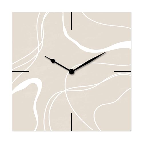 Lupia - Orologio Da Parete In Legno Ecologico, Con Stampa Organic Abstract Beige, 30X30 Cm, Made In Italy, Movimento A Quarzo, Alimentato A Batteria N