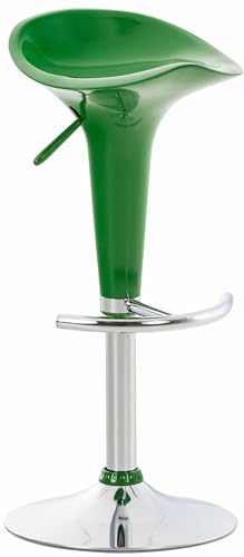 Clp Sgabello Design Saddle In Plastica I Sgabello Penisola Cucina Con Poggiapiedi I Sgabello Girevole Regolabile Alt. 60-81 Cm, Colore:Verde