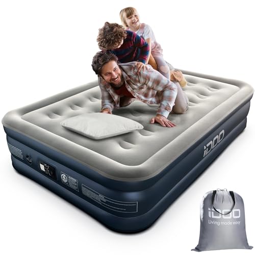 Idoo Letti Gonfiabili,Letto Ad Aria Gonfiabile Con Pompa Integrata, Gonfiamento/Sgonfiamento Rapido Auto In 3 Minuti,Superficie Superiore Del Letto Co