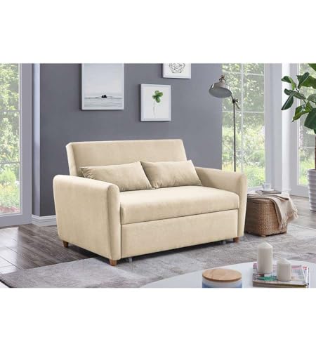 Divano Letto Due Posti Con Pull Out 140X86X88 Cm Beige